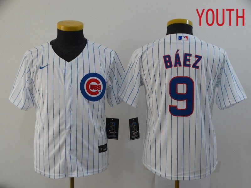 Youth Chicago Cubs #9 Baez White Game Nike MLB Jerseys->los angeles dodgers->MLB Jersey